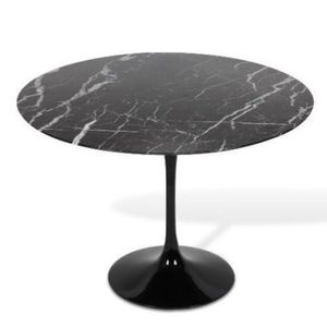 Mesa De Jantar Tulipa Saarinen Redonda 160 Cm Mármore Nero