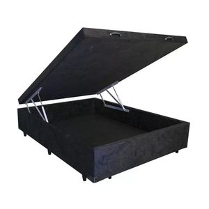 Conjunto: Bau Suede Preto +colchão Herval Black Espuma Ortopedica D60 Casal 138x188x60