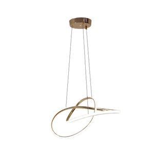 Luminaria Lustre Pendente De Led Para Sala De Estar Com Regulagem Bivolt 3 Cores Em 1 Waves Dourada Dourada