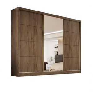 Guarda-roupa 1 Portas Espelhada Mdf 6 Gavetas - Bergamo-avelã - Bianchi Móveis