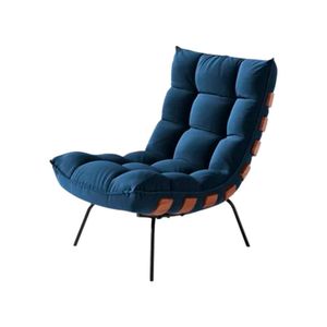 Poltrona Costela Tecido Veludo Azul Marinho