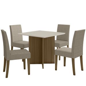 Kit Mesa De Jantar Helo Sem Vidro 90x90 Com 4 Cadeiras Josi Carvalho/off White/fendi Carvalho/off White/fendi
