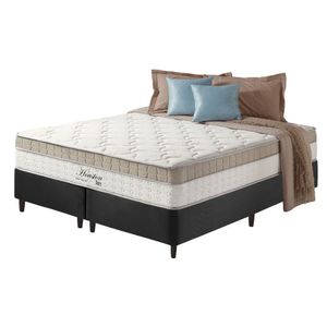 Cama Box King Preto + Colchão Molas Houston Pillow Inn 193cm