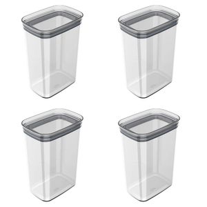 Conjunto De Potes Herméticos 2,3 L 4 Peças Block Retangular Transparente Ou