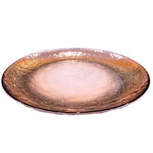 Prato Centro De Mesa Vidro Rosê Martelado Degradê Luxo 30cm - Home Decor