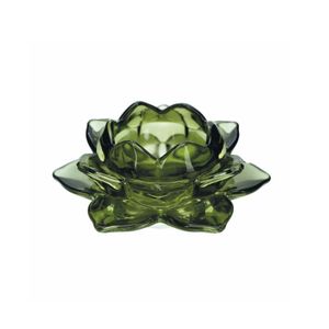 Porta Velas Castiçal Flor De Lotus Vidro Verde Luxo - Tuut