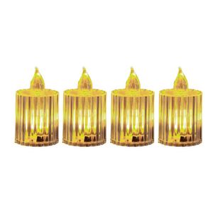 Jogo 4 Velas Eletrônicas Led Decorativa Acrílico Canelado 6cm - Magizi