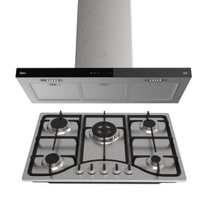 Kit Inox Oster Cooktop A Gás 5 Bocas E Coifa De Ilha 90cm