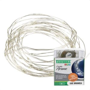 Fio De Luz Fada Cordão De Led 5m 50 Leds A Pilha Taschibra 6500k Branco Frio