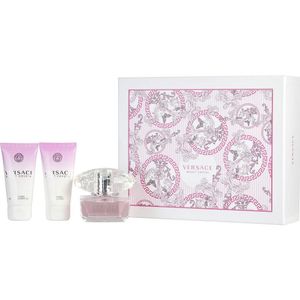Cx De Presente Feminino Versace Bright Crystal Gianni Versace Eau De Toilette Spray 50 Ml + Loção Corporal 50 Ml + Gel De Banho 50 Ml