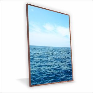 Quadro Mar E Céu Azul Canvas Com Vidro Tamanho Moldura 20x30 Caixa Madeira