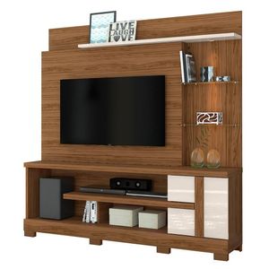 Estante Home Theater Alan Naturale Off White Para Tv Até 55 Com Pés - Madetec Naturale Off White