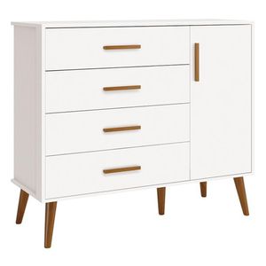 Cômoda Infantil Isis 1 Porta E 4 Gavetas Branco - Reller Móveis Branco