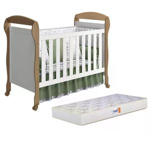 Berço Mini Cama Danny Branco Fosco Mezzo Fosco Com Colchão D18 De 10cm - Reller Móveis Branco Fosco Mezzo Fosco