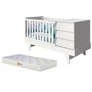 Berço Americano Multifuncional Prince Branco Fosco Com Colchão D18 - Reller Móveis Branco Fosco