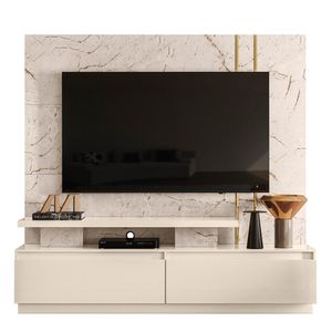 Estante Home Theater New Apolo Calacata Off White Para Tv Até 75 - Madetec Calacata Off White