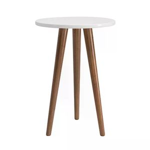 Mesa De Canto Theo Branco Fosco Com Pés Amadeirado - Reller Móveis Branco Fosco