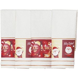 Kit 4 Toalha Lavabo Natalina Jacquard 30x45cm Creme