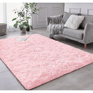 Tapete Sala Felpudo Peludo Rosa Bebe 120 X 200 Cm