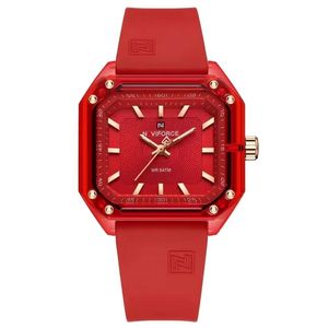 Relógio Feminino Pulseira De Silicone Classico Quadrado Elegante Impermeável 50m Vermelho