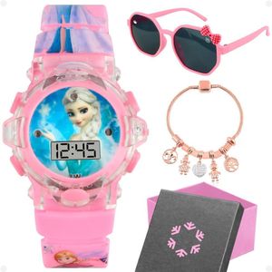 Relogio Digital Rosa Menina Infantil + Pulseira + Oculos Sol Qualidade Premium Original Caixa Pink