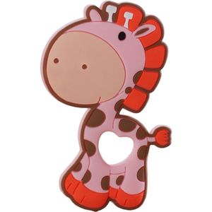Mordedor Girafa Funny Para Bebê De Silicone 7,03x6,55x0,83cm Rosa