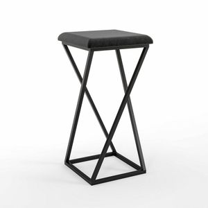 Banqueta Z Media Industrial Metal Preto Acento Preto