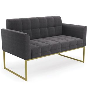 Sofá Namoradeira Base Industrial Dourado Ana Bouclé Grafite - Ibiza