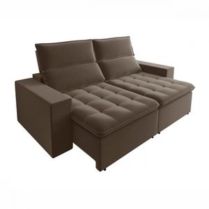 Sofá Retrátil E Reclinável 2.90m Bahamas Veludo Capuccino Cappuccino