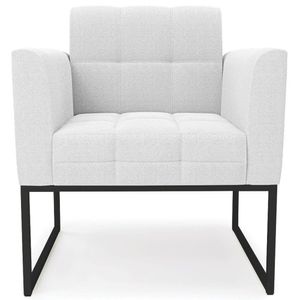 Poltrona Para Sala Base Industrial Preto Ana Bouclé Off - Ibiza