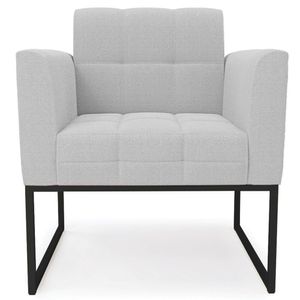 Poltrona Para Sala Base Industrial Preto Ana Bouclé Cinza - Ibiza