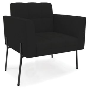 Poltrona Para Sala Pés Metálicos Preto Ana Linho Preto - Ibiza