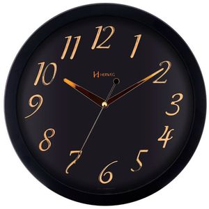 Relógio De Parede Preto E Dourado 6730 Herweg Único