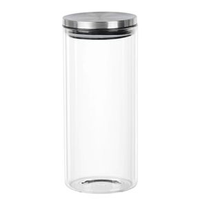 Pote De Vidro Com Tampa Em Inox Redondo 14l 22x10cm