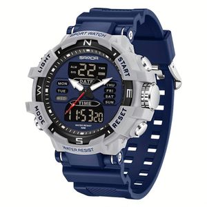 Relógio De Pulso De Quartzo De Moda Esportiva Masculina, Resistênte à água Azul-wh