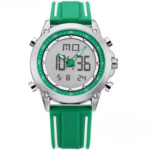 Relógio Esportivo Masculino Quartzo Digital Duplo Movimento á Prova D'água Verde