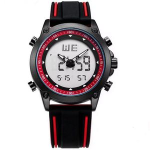 Relógio Esportivo Masculino Quartzo Digital Duplo Movimento á Prova D'água Vermelho