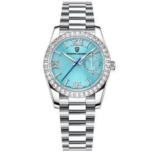 Relógio Feminino Mostrador Em Numero Romanos Com Strass Movimento De Quartzo Azul