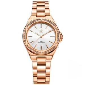 Relógio De Quartzo Feminino Minimalista Com Strass Movimento De Quartzo Dourado