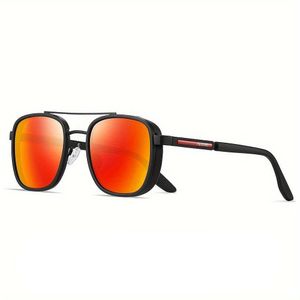 Óculos Polarizados Estilo Redondo Vintage Com Armação Completa De Metal Vermelho