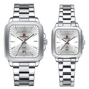 Conjunto De Relógio Casual Simples Quartzo Design Tonneau Impermeavel Casal Branco
