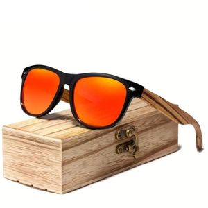 Óculos Vintage Com Lentes Polarizadas - Moldura De Bambu De Contorno Completo Vermelho
