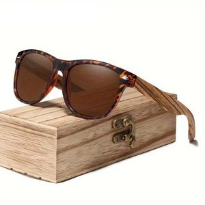 Óculos Vintage Com Lentes Polarizadas - Moldura De Bambu De Contorno Completo Marrom