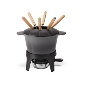 Fondue Em Cerâmica 10 Peças 1,4 Litros Sauté Cinza Escuro