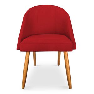 Kit 06 Cadeiras Jantar Bela Suede Vermelho Pés Palito Castanho - Pallazio