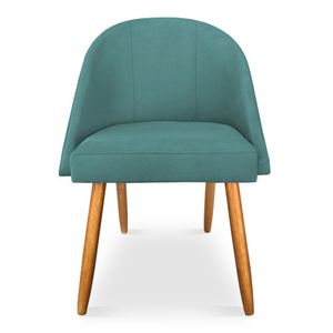 Kit 06 Cadeiras Jantar Bela Suede Pés Palito Castanho - Pallazio Azul Turquesa