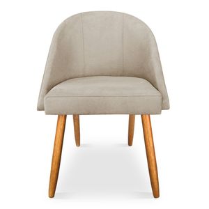 Kit 06 Cadeiras Jantar Bela Suede Pés Palito Castanho - Pallazio Bege