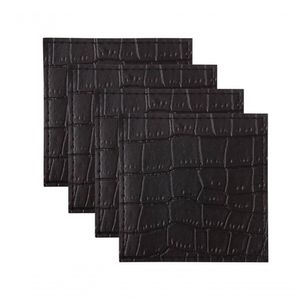 Porta Copos Alligator 4 Peças Em Couro 10x10cm Maxwell & Williams Preto