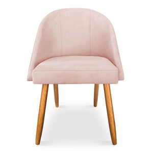 Kit 06 Cadeiras Jantar Bela Suede Pés Palito Castanho - Pallazio Rosa Bebê