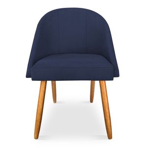 Kit 06 Cadeiras Jantar Bela Suede Azul Marinho Pés Palito Castanho - Pallazio